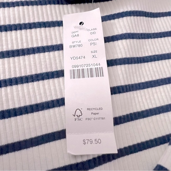 J. Crew Vintage Rib Split Neck T Shirt Stripe Sleeve Buttons Preppy Coastal NEW - Picture 6 of 14